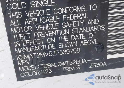 2018 Nissan Rogue Sv из США, поврежденный, VIN KNMAT2MV5JP539798